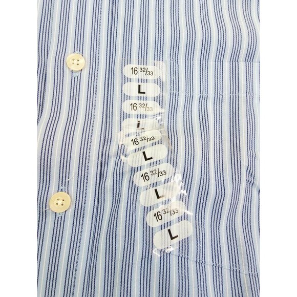 Michael Kors Size 16 32/33 Large Mens Blue White Stripe Spread Collar Shirt NWT - Picture 7 of 10
